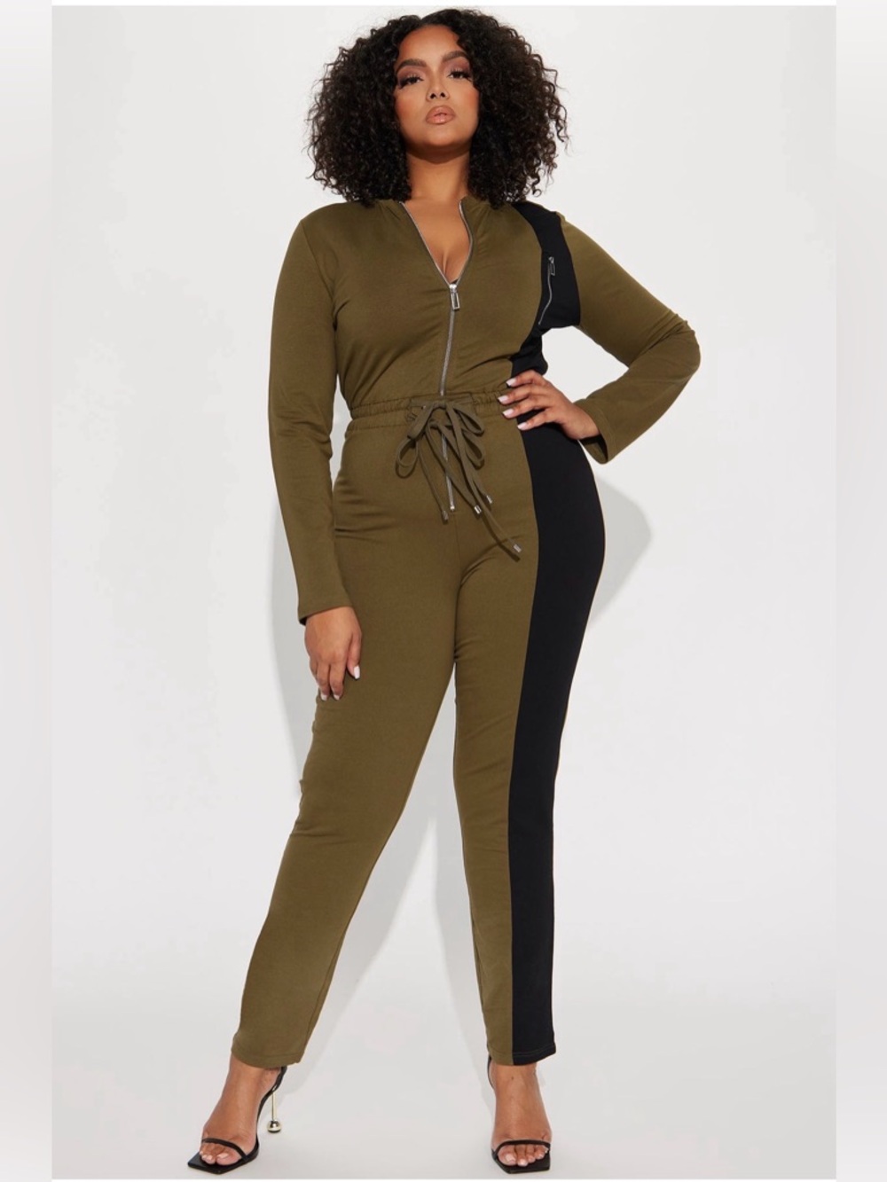 Fashion Nova Racing Through The Track Colorblock Zip-Front Jumpsuit - 3X